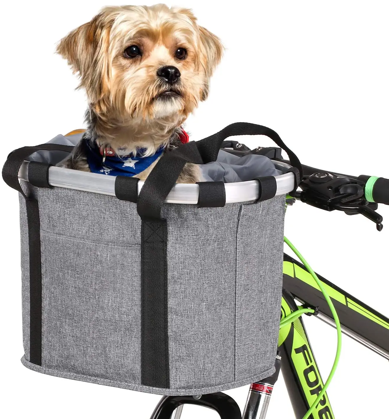 

Detachable Bike Basket Removable Pet Carrier Bicycle Handlebar Front Basket for Small Cat/Dog, Black/grey/customized color