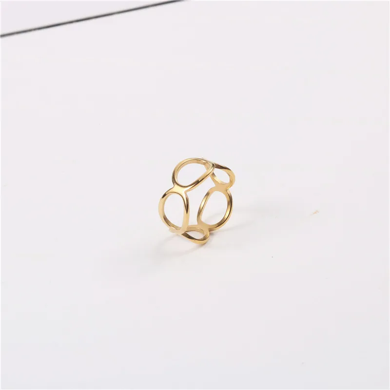 18K Gold Shiny Gold Finish Rings for Women Stainless Steel Rings for Women