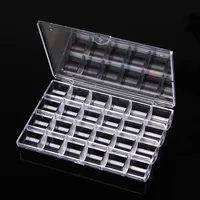 

24 Grids Plastic Empty Nail Storage Box Organizer Case Clear Transparent Nail Art Rhinestone Tips Jewelry Beads Container