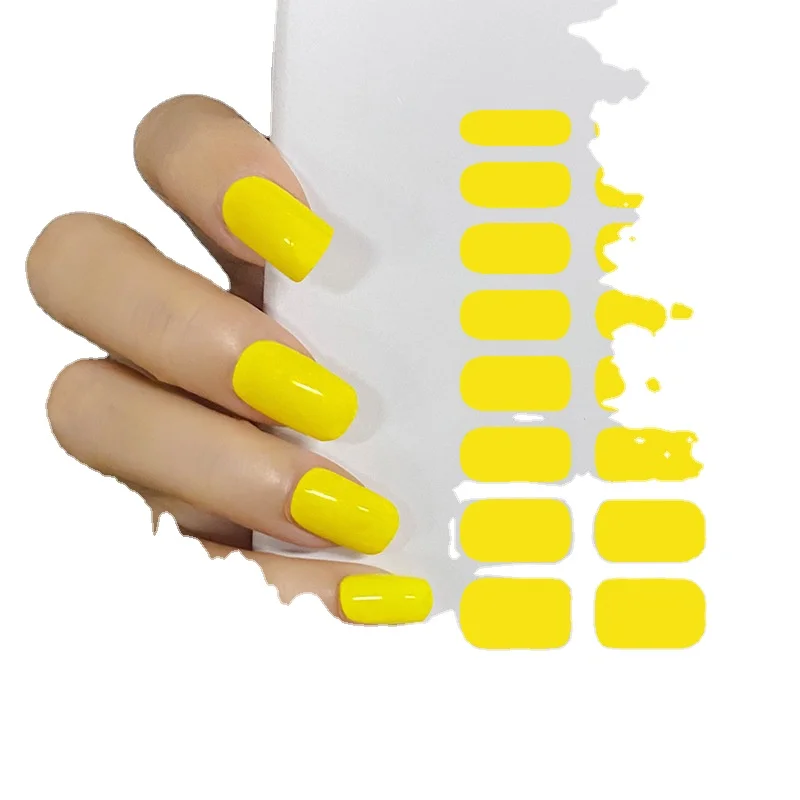 

2021 Hot Sale New Design Waterproof Fake Nails Tips Solid Color Nail Art Stickers, As image show