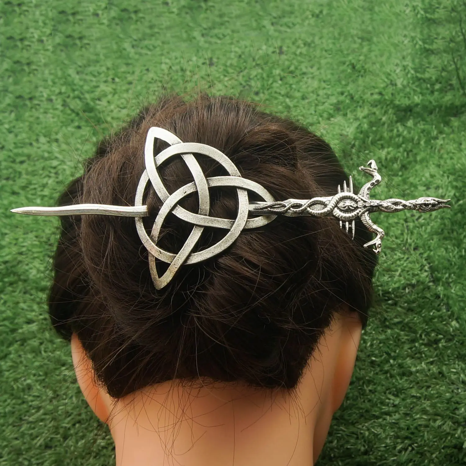 

Vintage Viking Celtic Sword Hairpin Snake Hairstick Pagan Hair Jewelry Gothic Gift