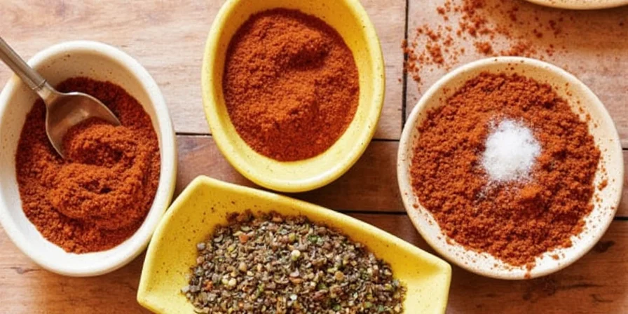 Spice grinder surrounded by exotic spice jars