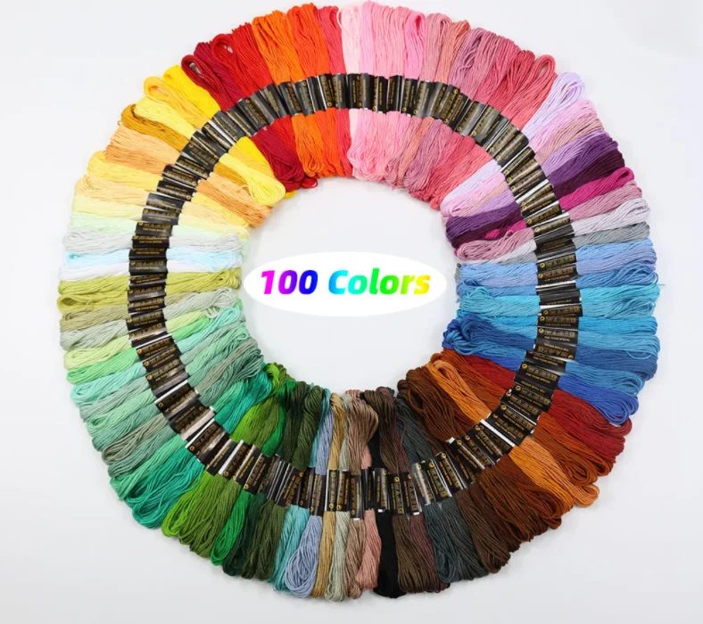 Wholesale 100 Colors Terylene Cotton Polyester Embroidery Thread for Hand Knitting & Sewing/Crochet Sewing Kit