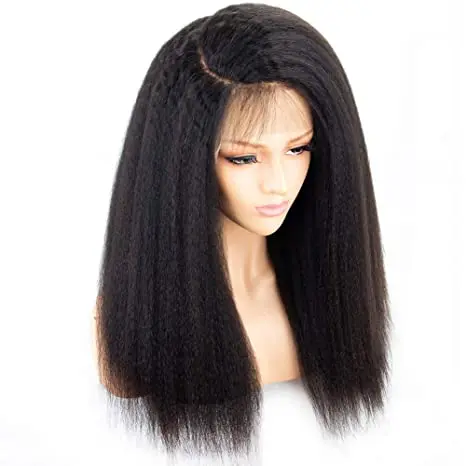 

Natural hairline with baby hair Pre-Plucked lace frontal wigs Yaki Kinky Straight Frontal Lace Wigs for Black Women Human Hair