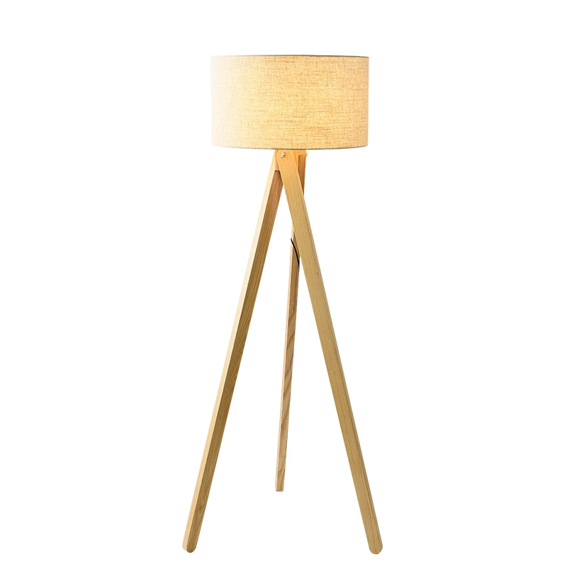 Floor Lamp Nordic Solid Wood 3-foot Floor Lamp With Switch Cloth ...