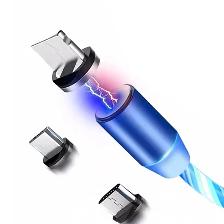 

Magnetic USB Cable Fast Charging 3 in 1 Luminous Lighting LED USB Phone Charging Cable