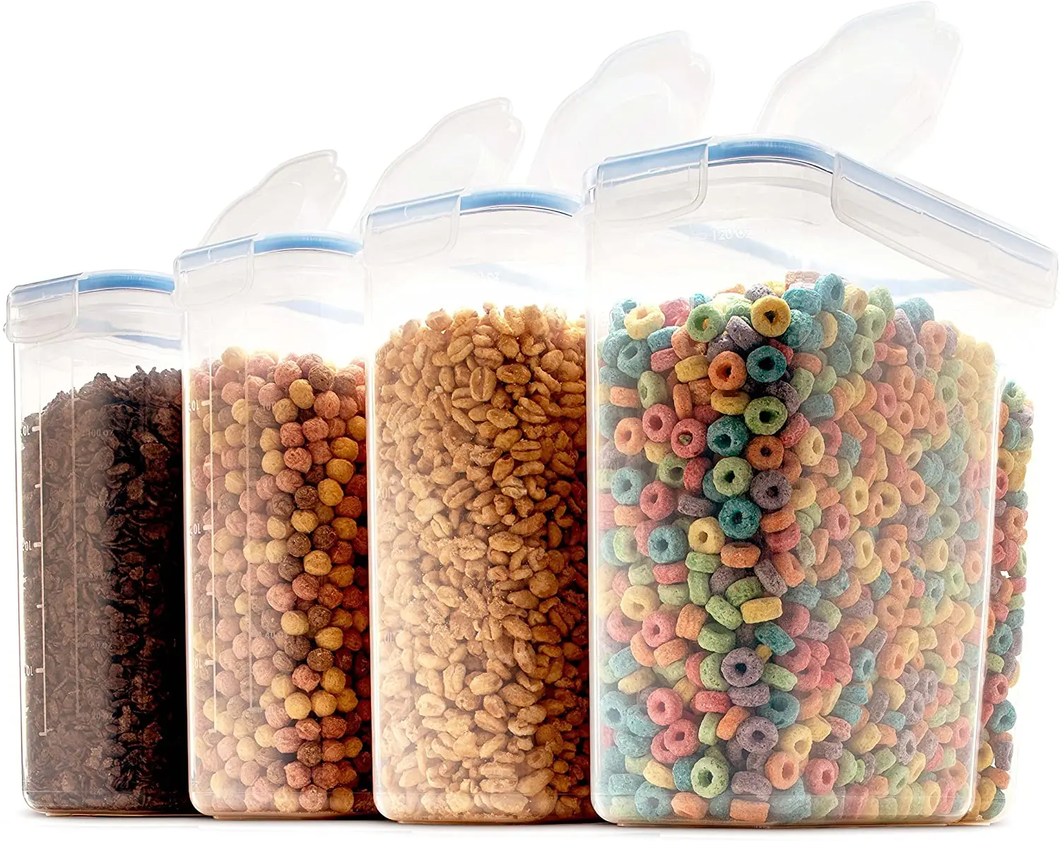 

Amazon hot sell Airtight Cereal Storage Containers with 4 Side Locking Lid BPA Free Cereal Dispenser Wholesale, Customized color