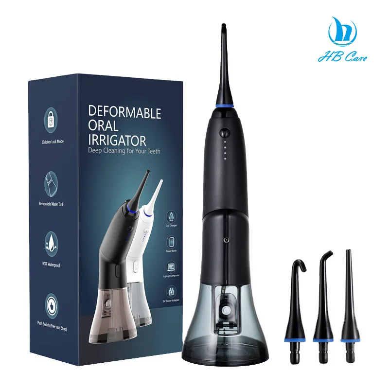 

Oral Irrigator USB Rechargeable Water Floss Portable Dental Water Pik Flosser Jet Irrigator Dental Teeth Cleaner Jet, Black + white