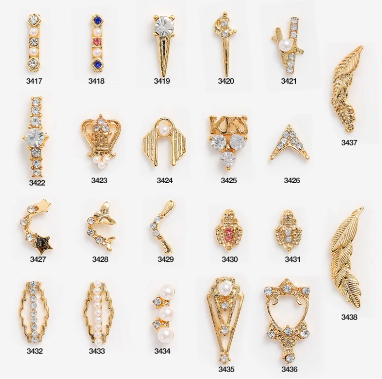 

2021 Nail Art Supplies Metal Gems Jewels Stones 3d Crystal Rhinestones Nail Decoration, Silver/glod