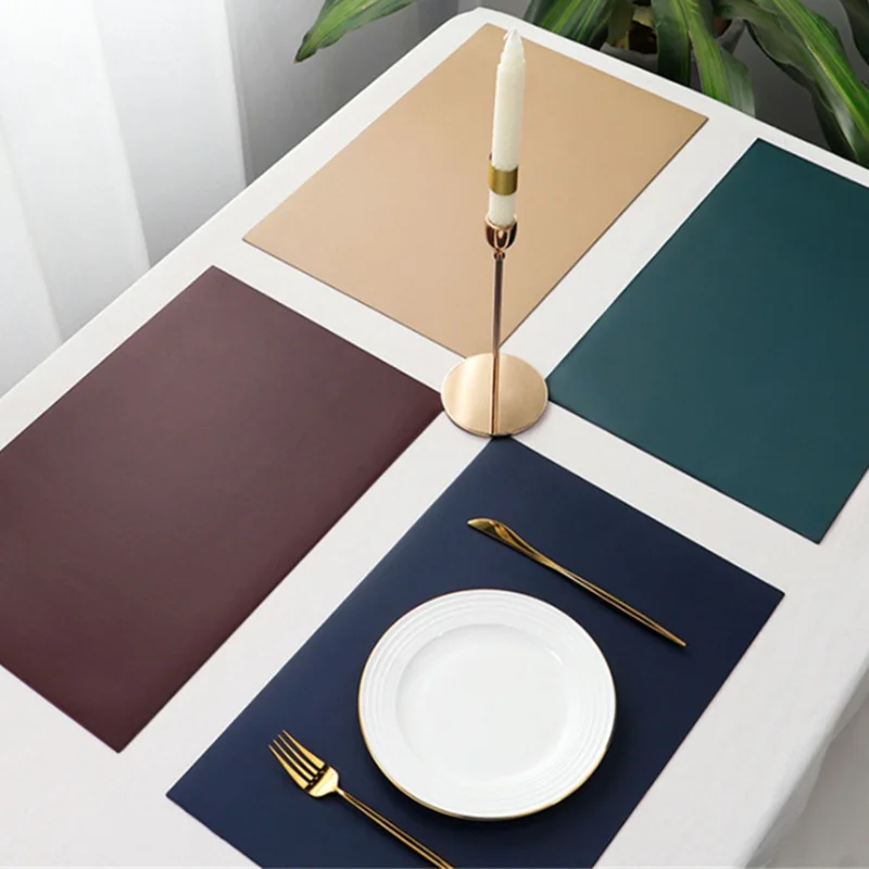 

restaurant placemats leather table mat rectangle  customized logo heat resistant anti-slip easy to clean mats, As picture