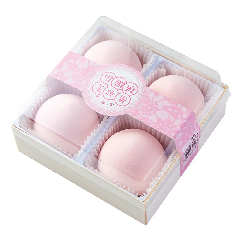 

Popular 4PCS Box Beauty Sponge Fart Peach Box Soft Beauty Facial Foundation Blender Microfibre Makeup Sponge, Pink