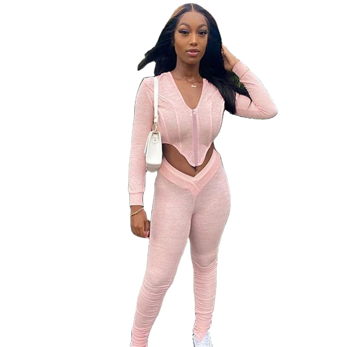 

Autumn Full Sleeve sweat suit Crop hooded Tops Pants legging Stacked Women's 2 Piece Sets Treacksuit Outfits 2020