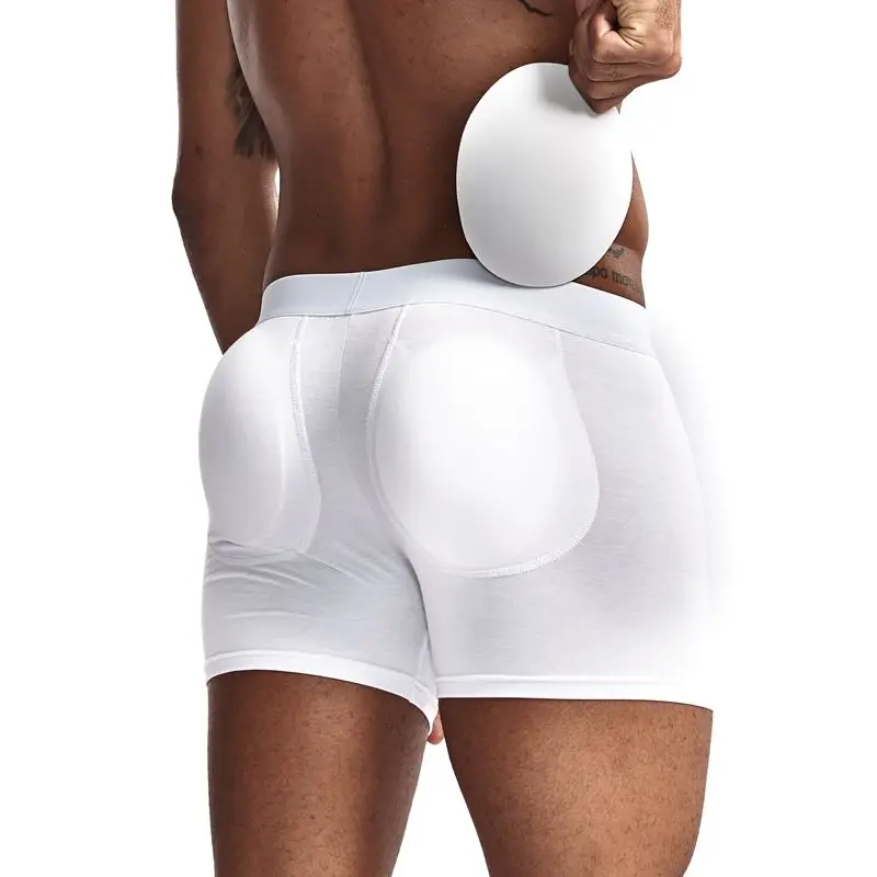 

JOCKMAIL push-up cup boxer sexy plump hip shaping men's underwear pure cotton breathable Push the cup briefs, White/black