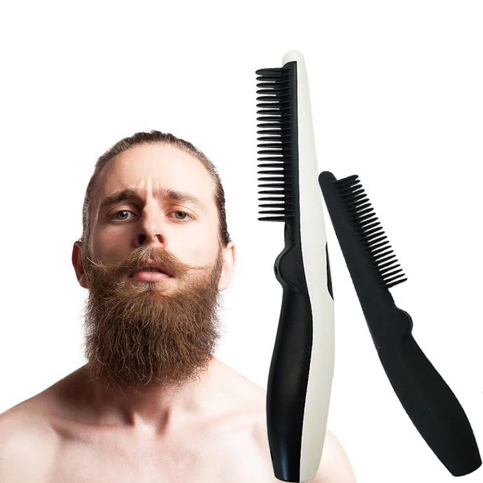 Cordless Electric Men Quick Beard Straightening Brush Ionic Heated
