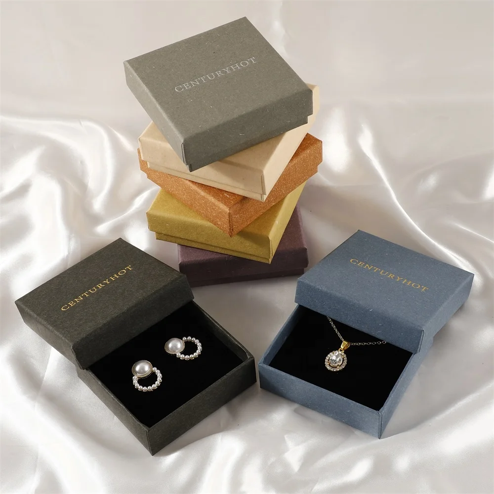 

9*9*3cm Jewelry box with logo Personalized Jewelry Packaging Box Cardboard lid necklace Box With Logo Custom