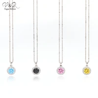 

V&R Fashion Jewelry Women Crystal Round Shape Pendant Cubic Zirconia Diamond Pendant Necklace