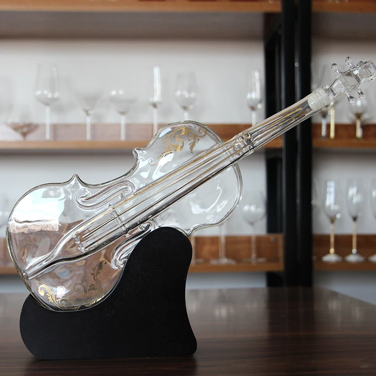 1000ml Violin shaped rum and tequila glass decanter with stopper
