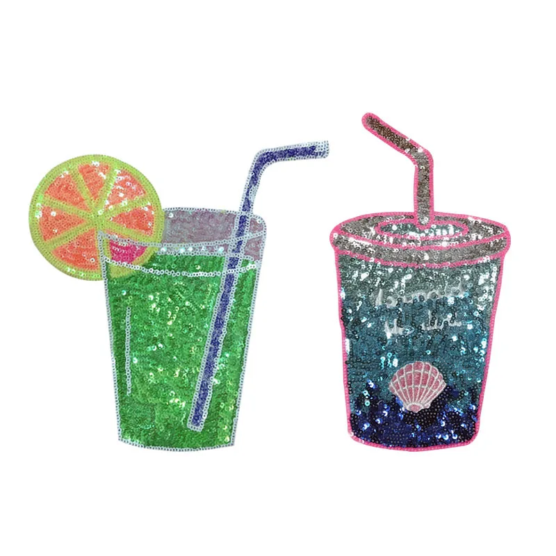 

New beverage Sequin cloth patch clothing accessories with glue cup patch DIY custom beads embroidery cloth paste