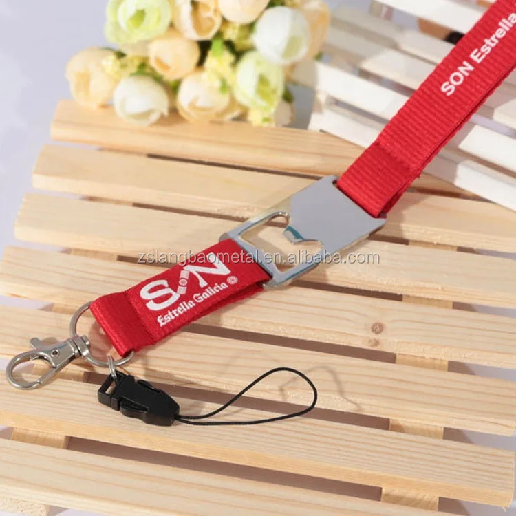 Promotional Beer Bottle Opener Lanyards Cell Mobile Phone Neck Strap
