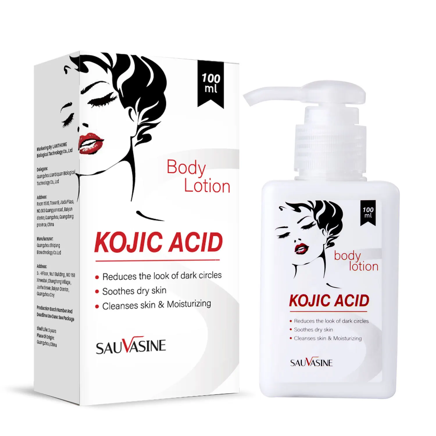 

Moisturizing Brightening Smoothing Skin Back Acne Removal Bleaching Cream 100ML Kojic Acid Whitening Body Lotion