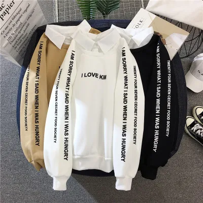 

Autumn and winter sweater female Korean version plus velvet thick student Harajuku style bf loose thin section ins net red with