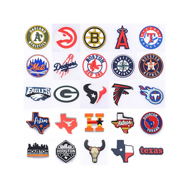 

Wholesale Shoe charms for clog Decorations houston PVC character shoe clip texas shoe Charms for Kids clog shoes, Customized