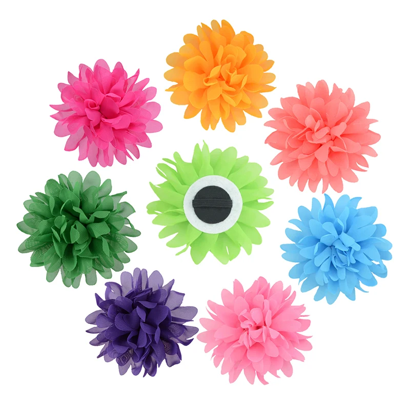 

10cm Chiffon Cloth Handmade Flower Pet Collar Decorative Flower With Pet Adornment Accessories For Small Pet, 30 colors