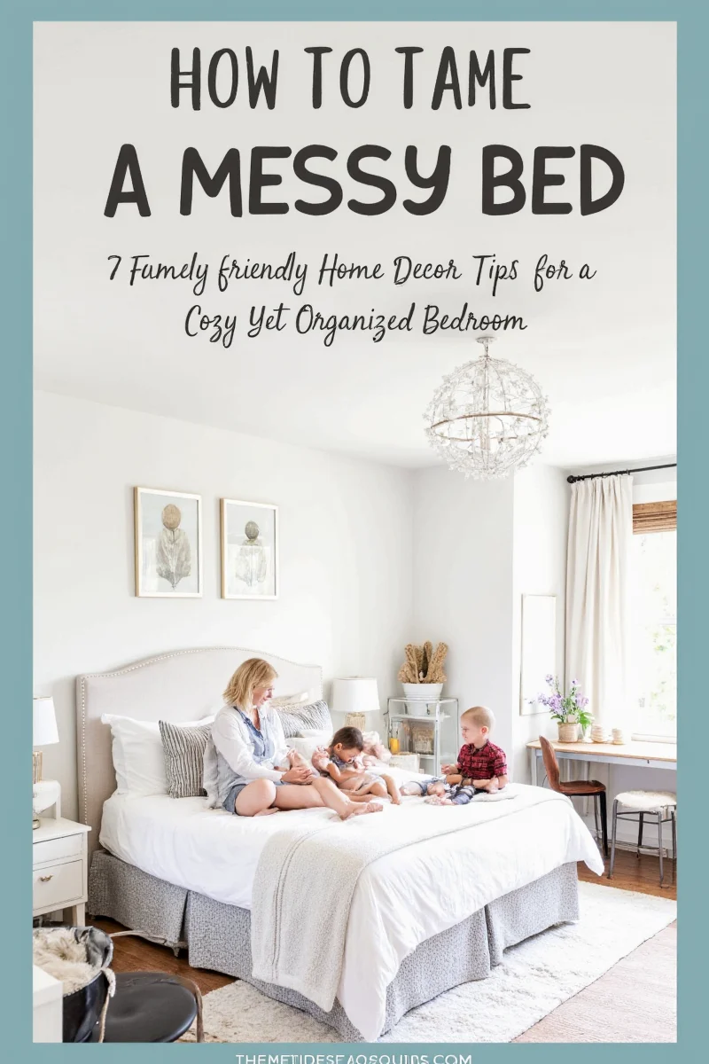 Low bed with under-bed storage drawers and toy bins visible.