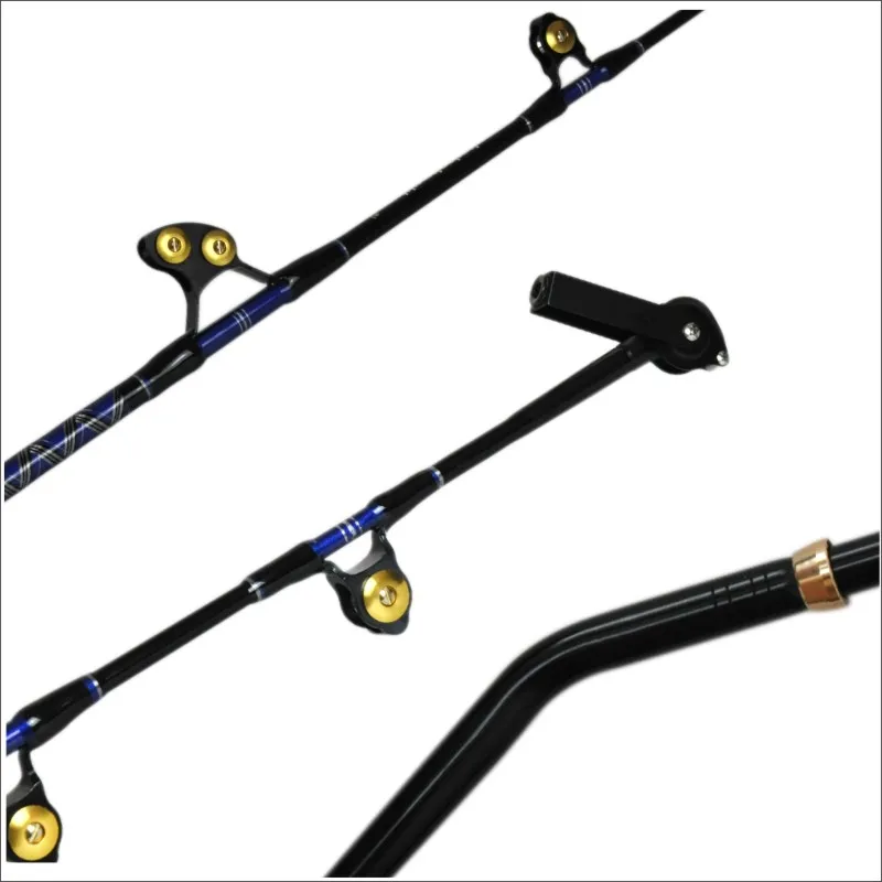 

Fishing trolling rod 4# alu butt removable butt with fishing staight and bent butt, Blue