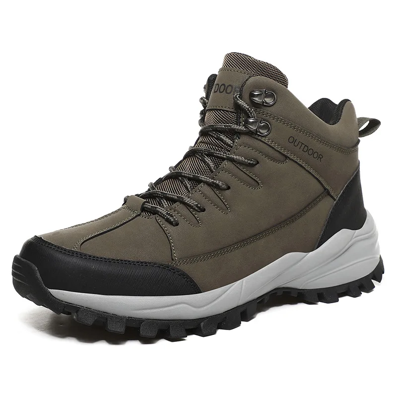 

Outdoor hiking shoes high top large size men's shoes with fleece warm hiking shoes