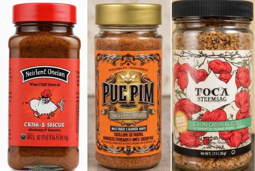 Spices in jars on wooden table