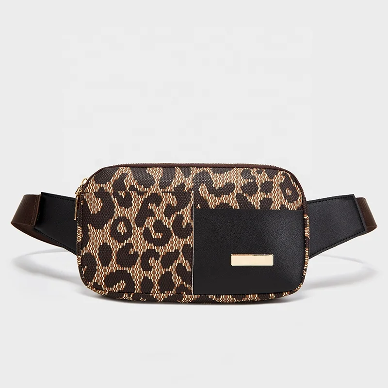 

leopard print pillow square ladies waist bag for women fanny pack, Pink coffe brown gray white