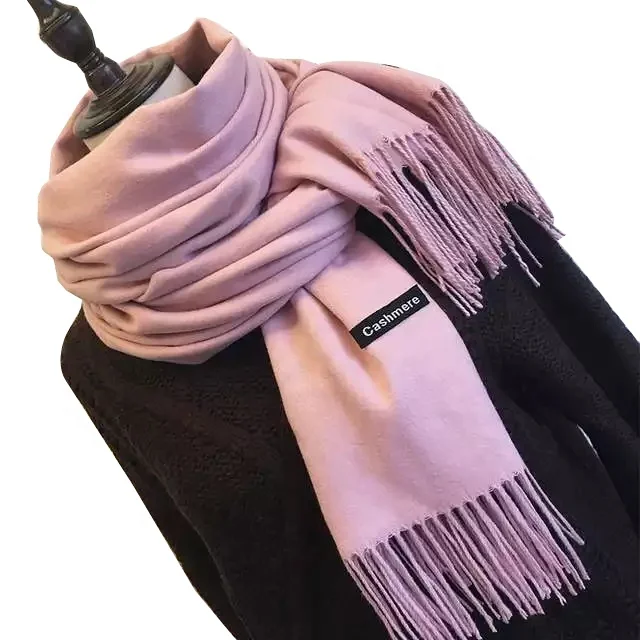 

Women Solid Color Cashmere Scarves with Tassel