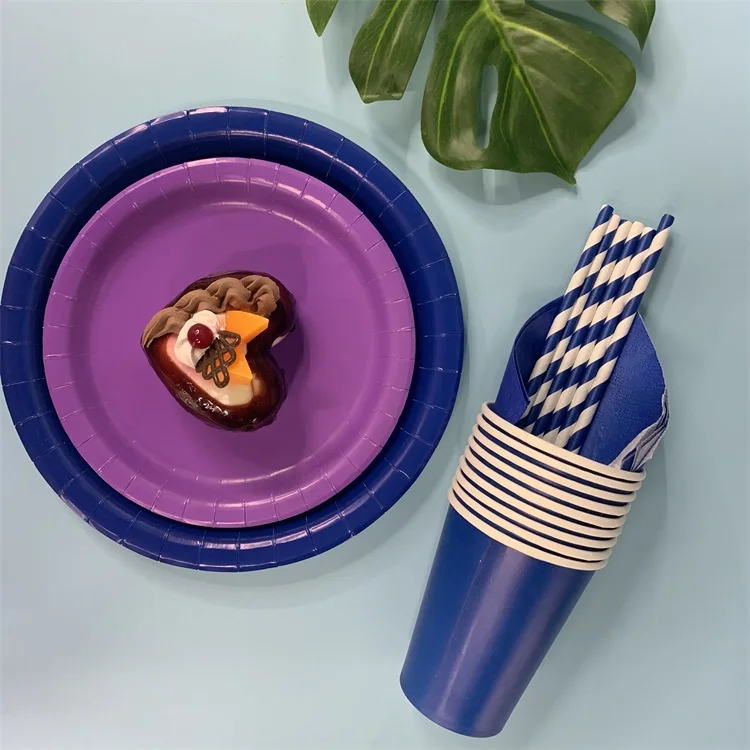 Plain Colour Paper Plate Paper Cup Disposable Tableware Birthday Party Supplies Buy Disposable
