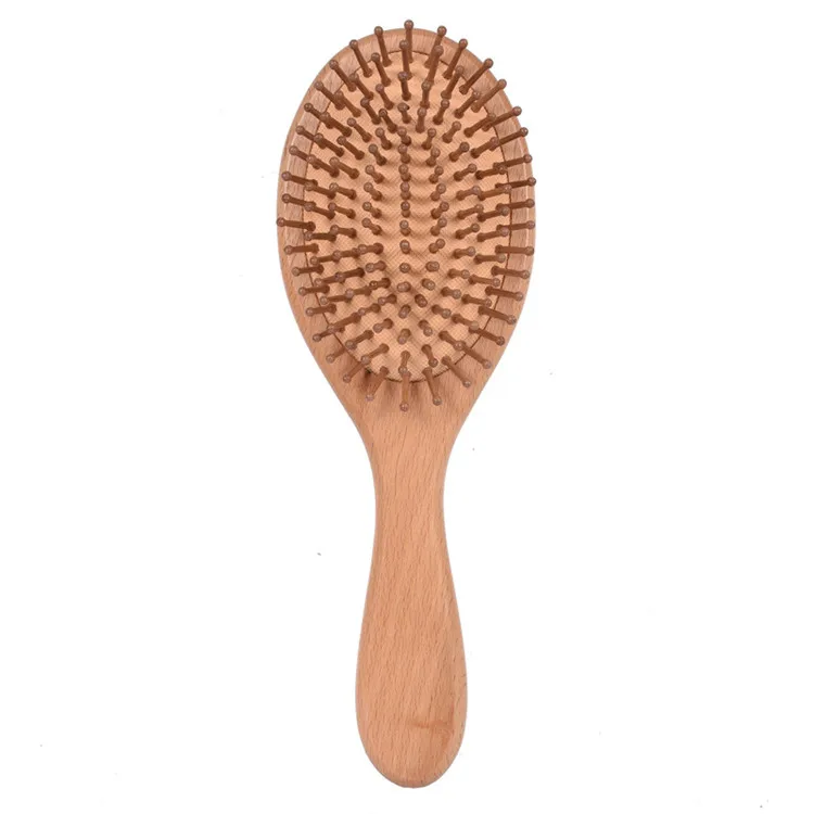 

100% Natural Eco-friendly Massages Scalp Anti-Static Hair Detangle Lightweight Oval Bamboo Hair Brush, Natural color