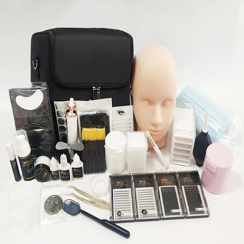 

Wholesale Full Lash Extension Kit With Make Up Bag Custom Private Label Mink Lash Kit Supplier Eyelash Kit For Beginners