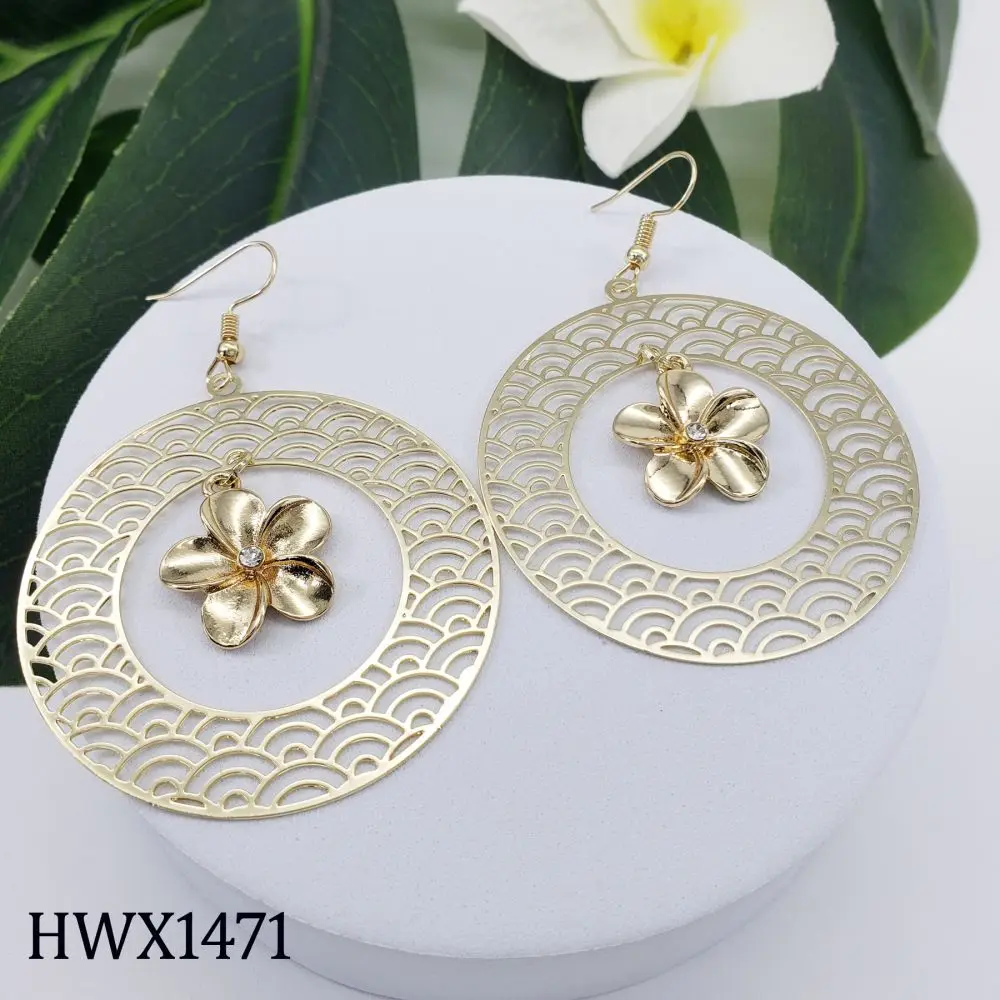 

Vintage Gold Plated Large Circle Hook Earrings 2022 Hawaiian Jewelry Earring