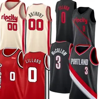 

0 Damian Lillard 00 Carmelo Anthony Jersey 3 C.J. McCollum Basketball Jerseys Embroidery Logos