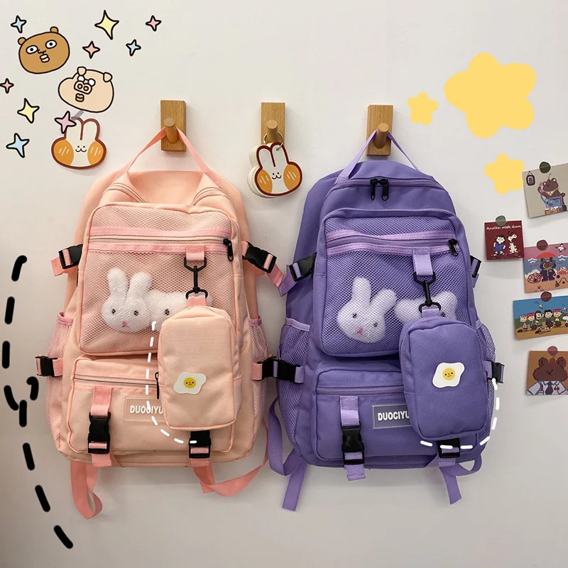 

Women Useful Large Capacity Book Bags for High School College Student Cute School Bags Ladies Multiple Pockets Backpack, 3 colors