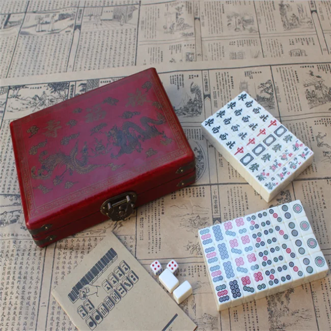 

Free Shipping Fun game chinese mahjong set popular China Game mini mahjong set portable tiles small sizes mahjong