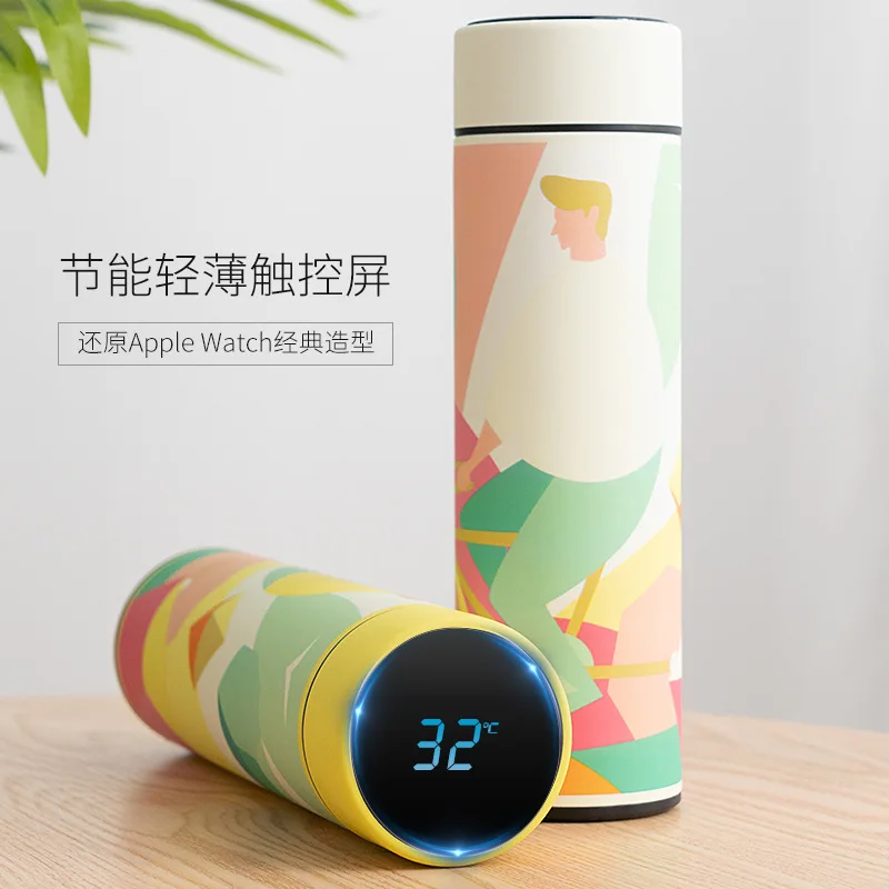 

New style Temperature Display Fashion Smart Thermos Cup Stainless Steel Vacuum Cup, Pink,yellow,gray,white
