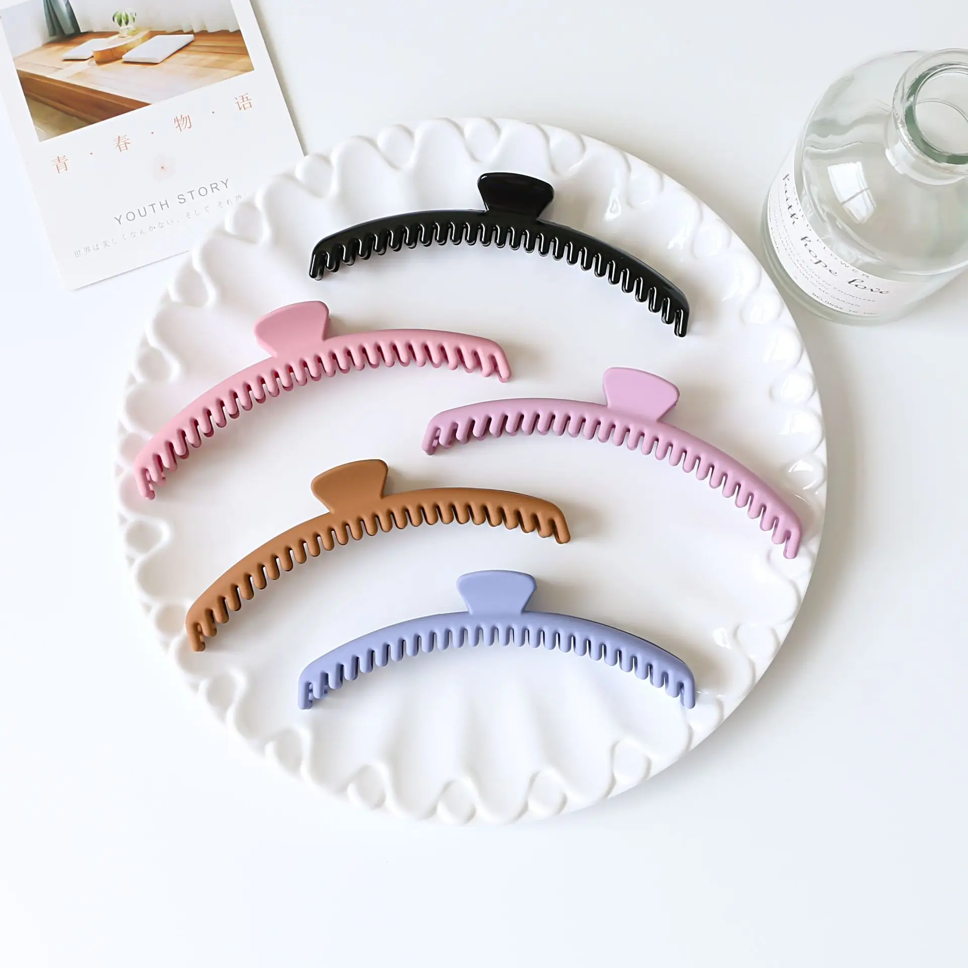 Sayoung Beauty Accessories For Women Matte Gentle Colors Plastic Half Moon Mini Small Medium Large  Hair Claw Clips