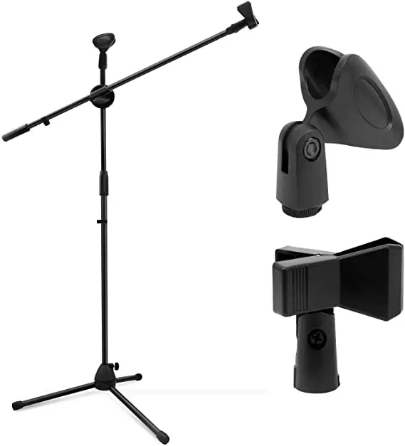 

Flexible metal tube multi-function broadcasting microphone stand, Black