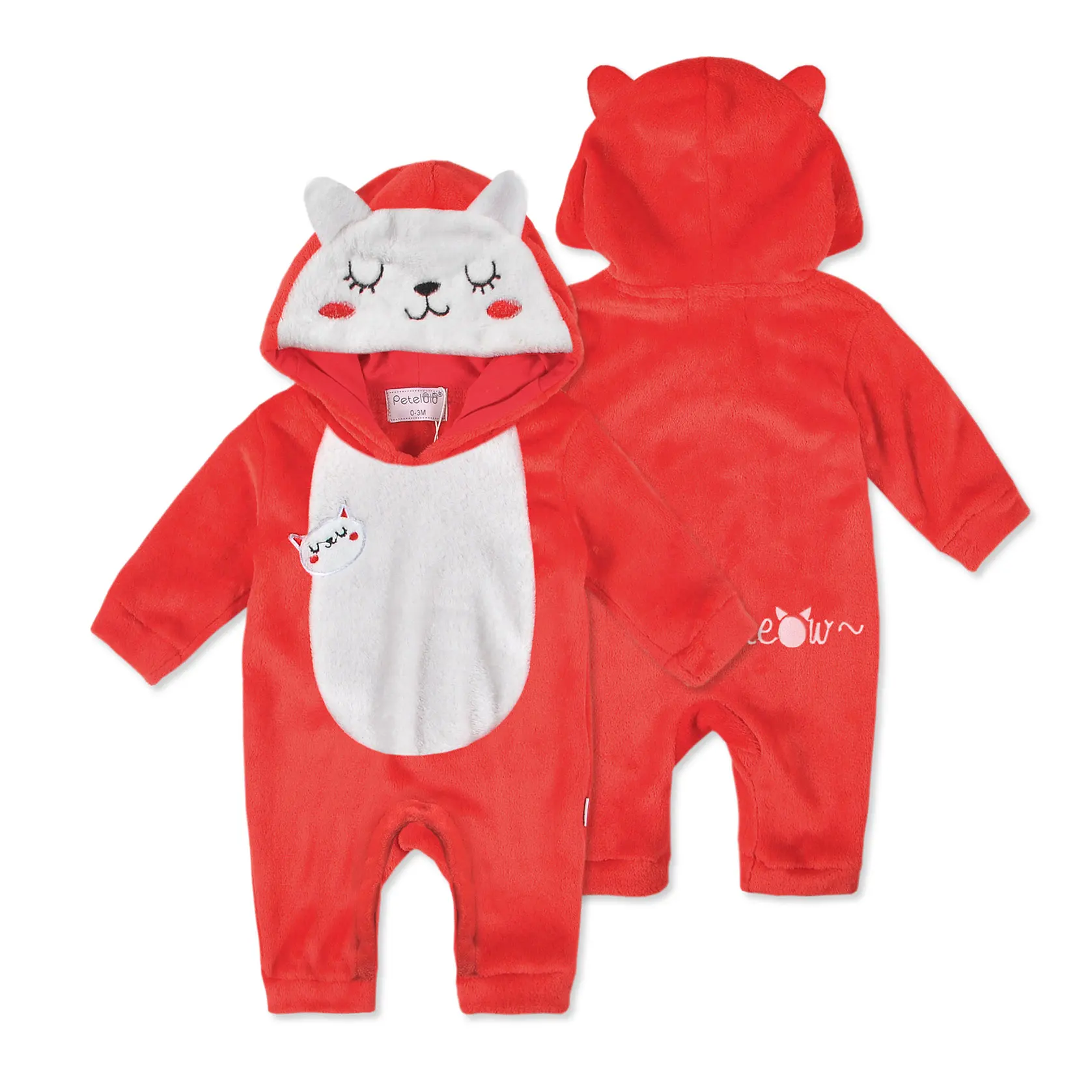 

Newborn Baby Winter Warm Clothes Long Sleeve Pajamas Animals Pattern Hooded Zipper Winter Warm Newborn Baby Children Rompers