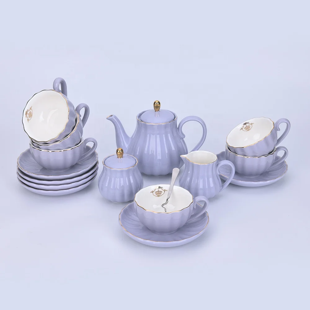 

Porcelain Tea Sets British Royal Series 15pcs Cups Saucer with Teapot Sugar Bowl Cream Pitcher Teaspoons, Customer required