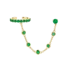 cz station link chain ear stud with cuff red green white colorful cz tassel earring