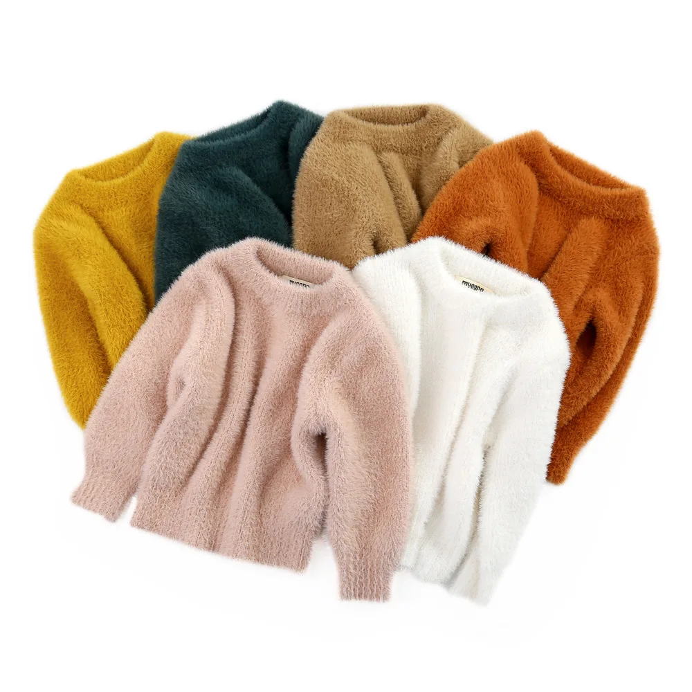 

Toddler Kids Velvet Knitted Sweater Warm Autumn Baby Girls Long Sleeve Tops Outwear Winter sweater