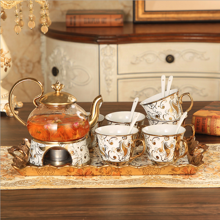 

Hot Boiled Flower Boiled Fruit Teapot Set Ceramic Glass Afternoon Coffee Tea Sets