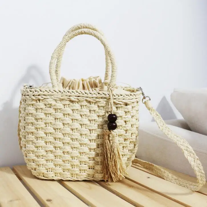 

China Factory Fashion Handmade Ladies Handbag Custom Straw Bags Women Beach Wicker Bag