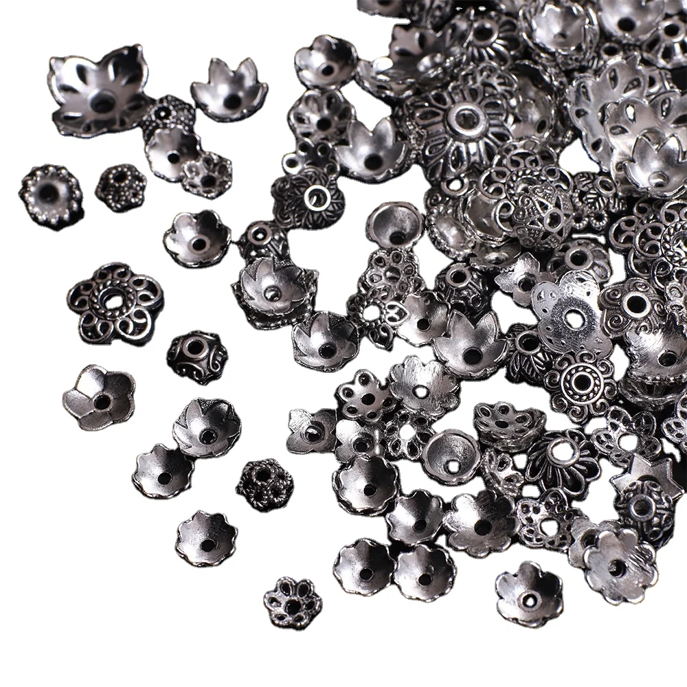 

Wholesale Silver Alloy Spacer Bead Hat Charm Antique Style Flower Hat For DIY Jewelry Making Accessories
